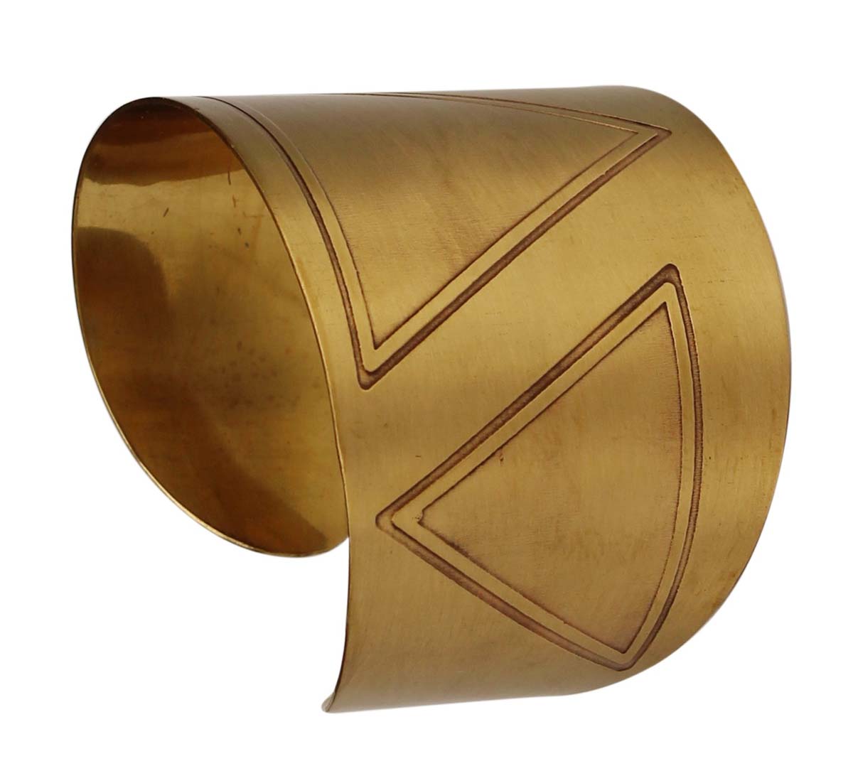 2.5” Golden Brass Cuff Bracelet with Triangle Embossing - Formal Accessories / Jewelry / Gifts for Her - Buy in Bulk Wholesale